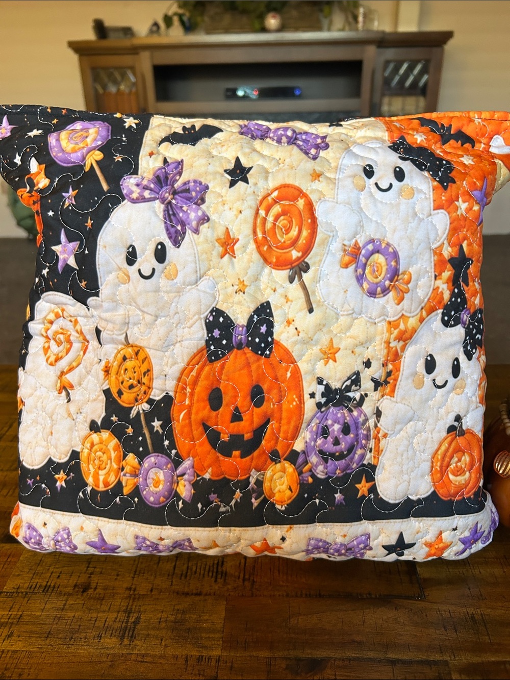Quilted Halloween Tote & Cosmetic Bag in Halloween Colors | Orange & Purple - Picture 7 of 16
